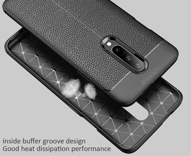 Кожаный чехол с текстурой личи для Oneplus 7 7T Pro матовый, мягкий, из ТПУ силиконовый чехол