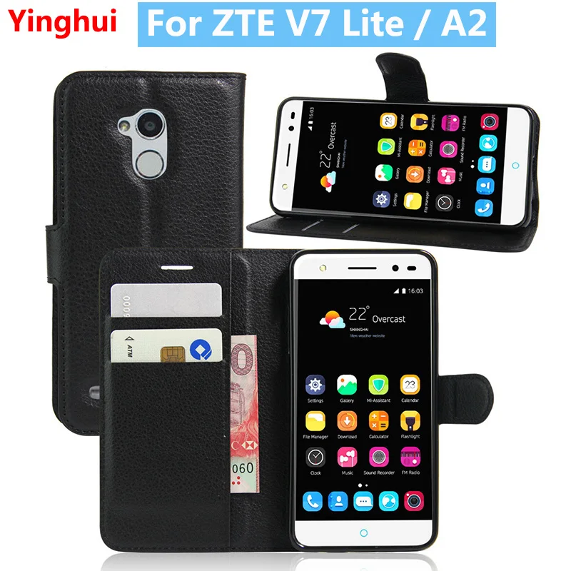 Чехол-бумажник для ZTE Blade V7 Lite с откидной крышкой A2 кожаный чехол-книжка