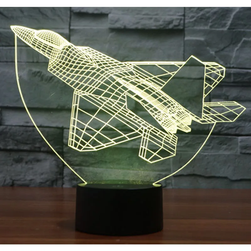 

3D LED Night Light Plane with 7 Colors Light for Home Decoration Lamp Amazing Visualization Optical Illusion Awesome