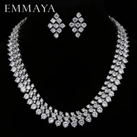 emmaya luxury bridal jewelry sets silver color rhinestone cz necklace wedding engagement jewelry sets for women