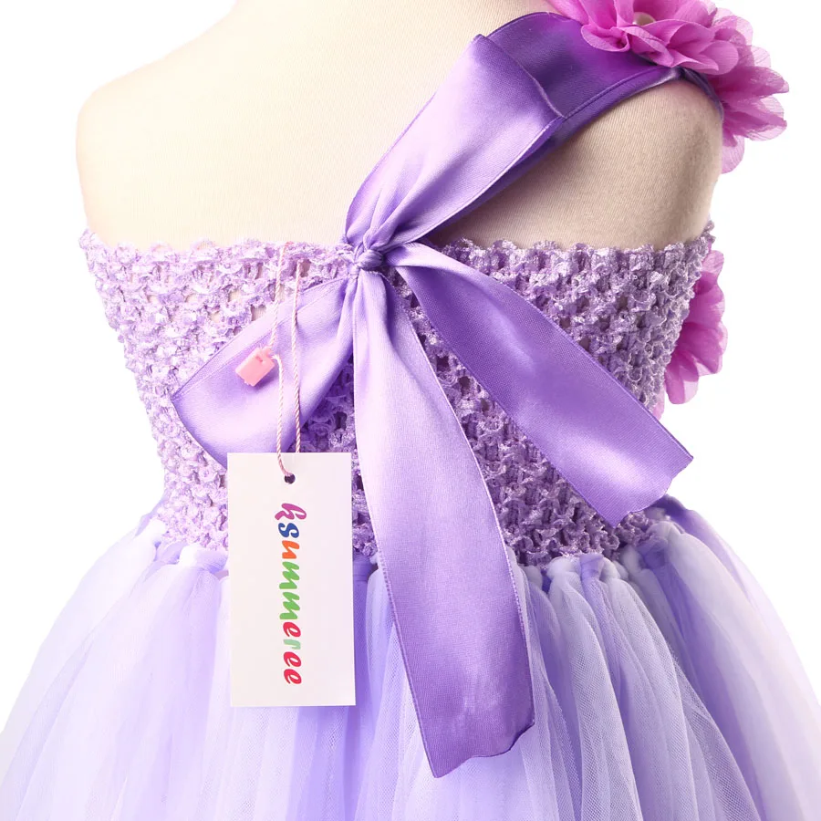 Ksummeree Girls Flower Tutu Dress with Headband Lavender Lilac Wedding Bridesmaid Photo Props Costume TS122 | Детская одежда и