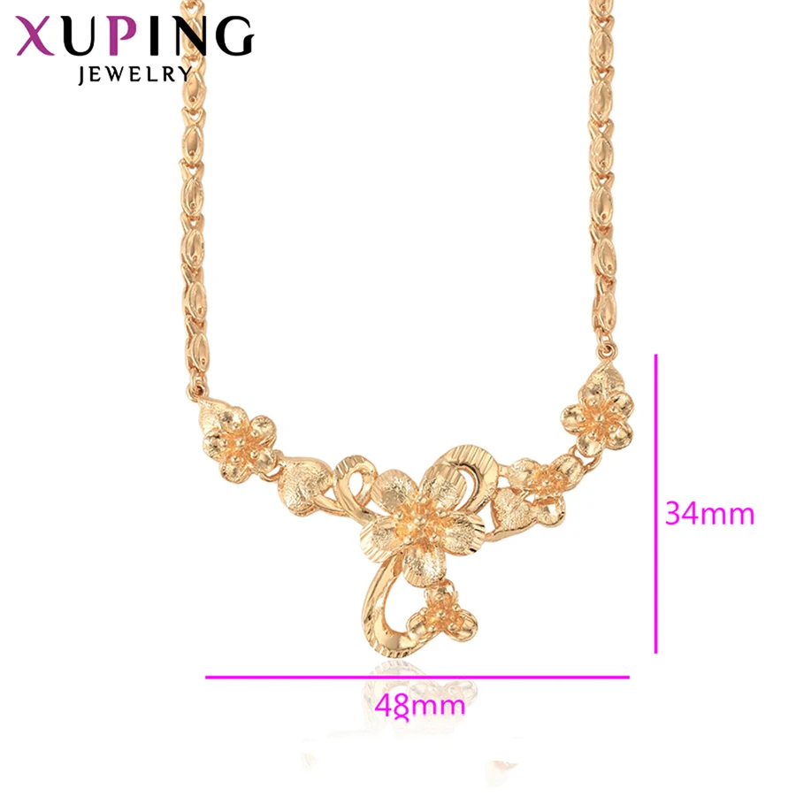 Xuping Jewelry Design Big Flower Necklace for Girls Christmas Gifts Gold Color Plated Vintage Chain S116-44399 | Украшения и