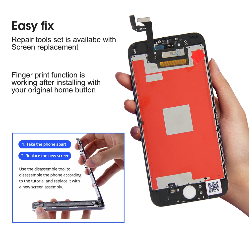 Черный/белый ЖК дисплей без битых пикселей для iPhone 6 6S Plus с 3D сенсорным экраном