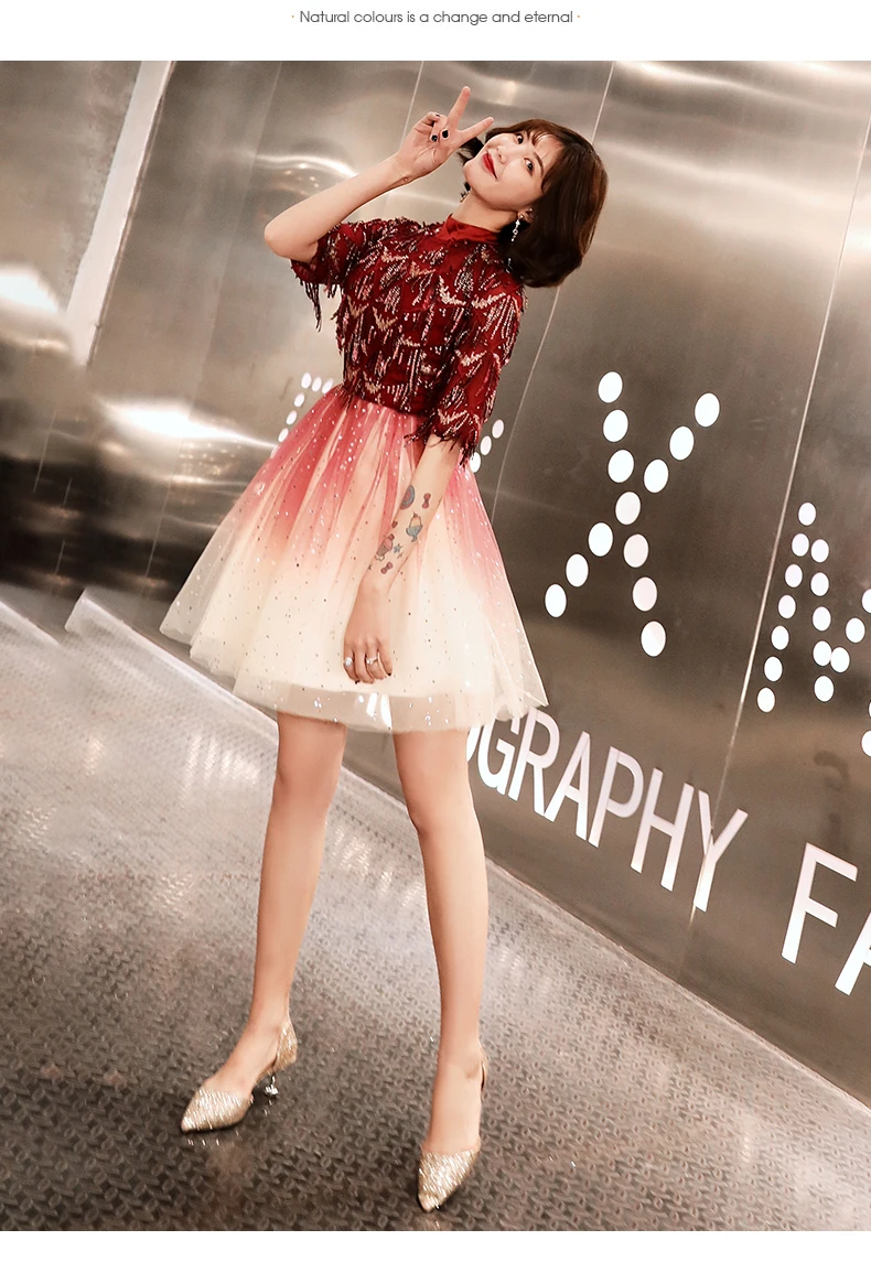 Robe De Soriee Новинка коктейльные платья с кисточками элегантные с коротким рукавом Встреча выпускников/корпоративы Выпускной Выходные туфли на выпускной Вечерние вечернее платье LF250