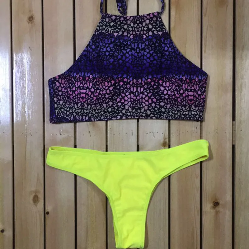 

print bikini Swimwear swimsuit Women high neck Bikini Set brazilian Swimsuit Bathing suit female Swimwear Ladies swimming suit