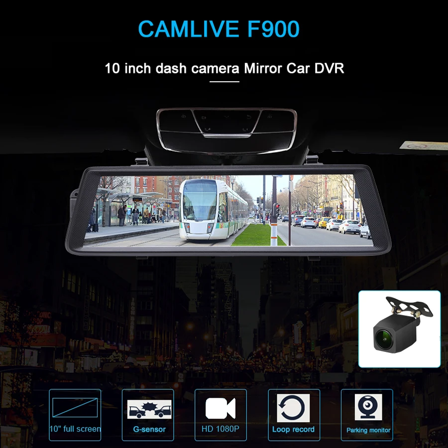 Camlive f900 10 &quotсенсорный экран двойной dash камера HD1080P камеры Зеркало рекордер с 1:1