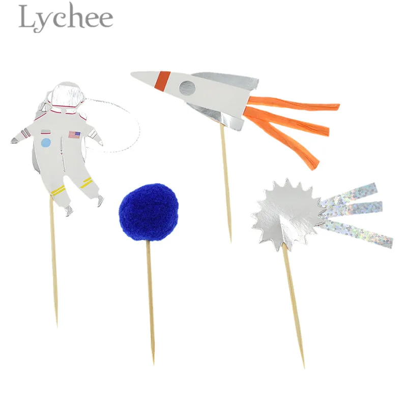 Lichee Life 24 шт. космонавта торта Toppers с днем рождения кекса Топпер свадьба украшение |