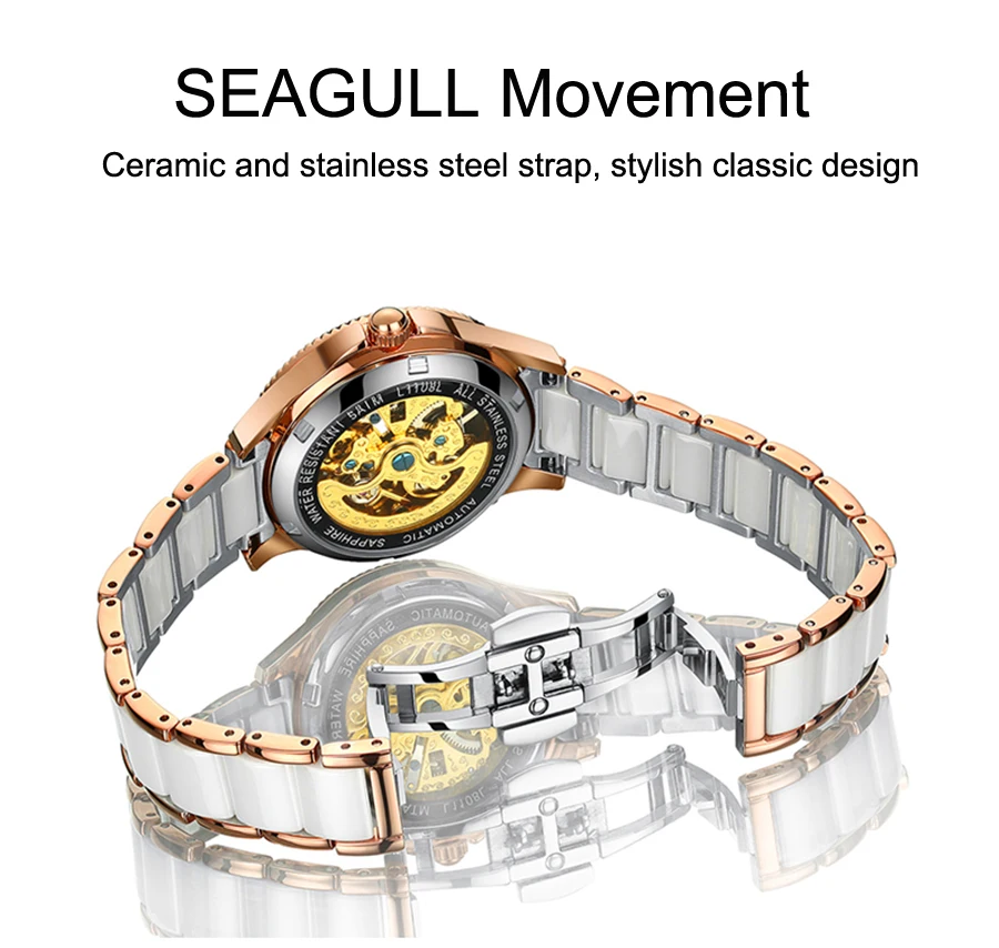 LOREO Модные женские наручные часы с бриллиантами керамика и сталь ремешок для