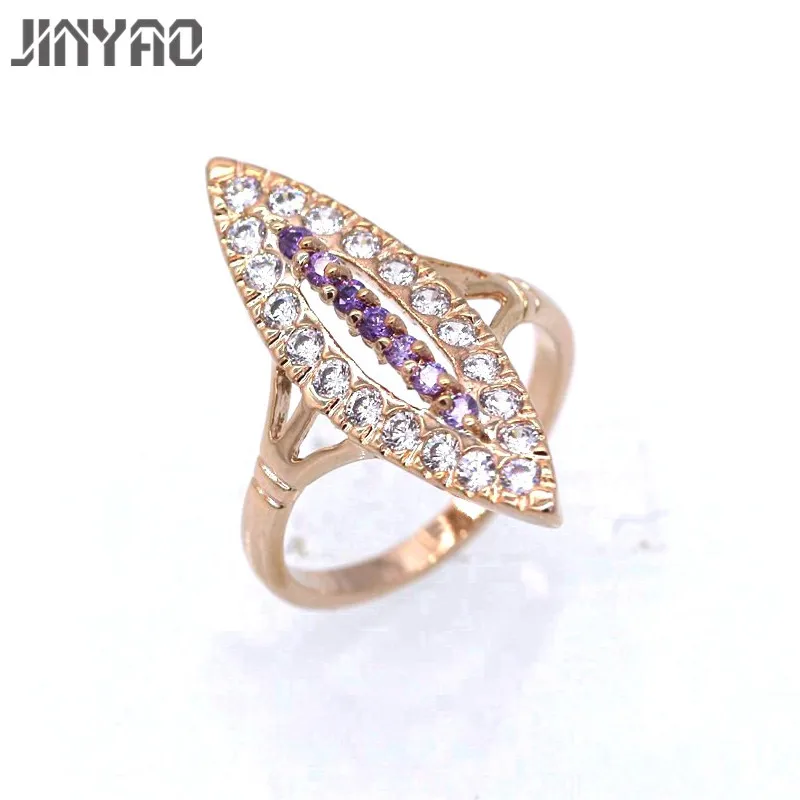 JINYAO, высокое качество, модное, AAA, кубический циркон, открывающееся кольцо для женщин, цвет шампанского, золото, обручальное кольцо, ювелирное изделие