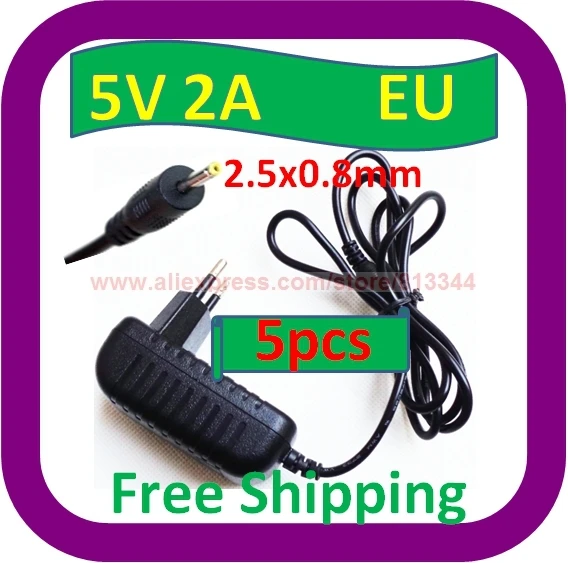

5 pcs Free Shipping 5V Universal 2.5mm EU Plug Power Adapter 5V 2A for Android Tablet Charger
