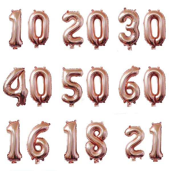 Шампань 16, 18, 20, 21, 10, 30, 40, 50, шар на день рождения, золотой шар с цифрами, с днем рождения, украшения для взрослых - Цвет: Rose Gold