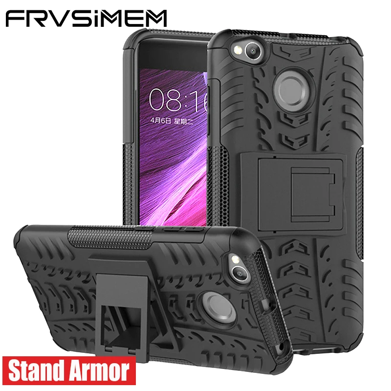 Frvsimem чехол подставка для XiaoMi RedMi 4X 4XPro Pro Prime Armor Heavy Duty силиконовая Мягкая + твердая
