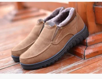 Мужские слипоны известного бренда, большие размеры 37-50, обувь на толстой подошве в стиле старого Пекина на платформе, модная зимняя меховая Теплая мужская обувь из хлопка