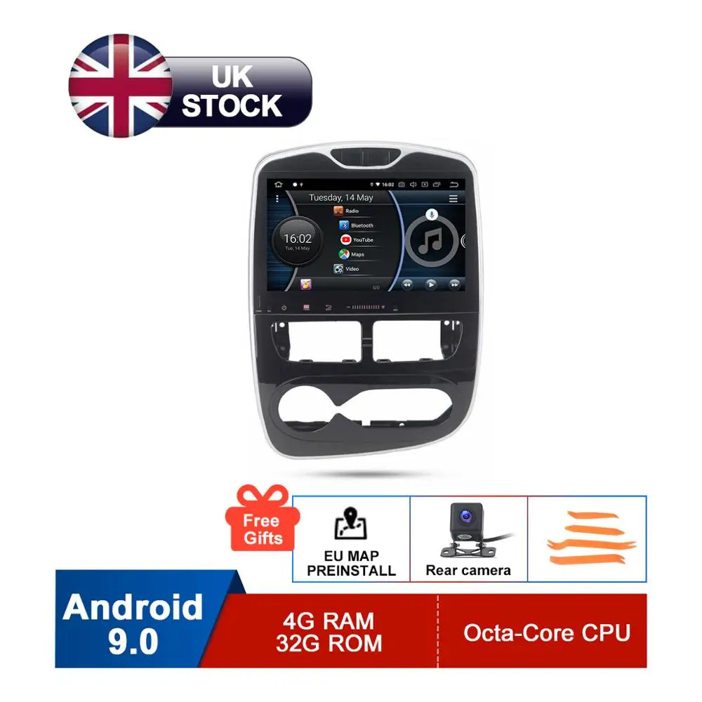 10," HD Android 9 Автомобильный gps стерео для Renault Clio 2013 Авто Радио FM RDS WiFi Аудио навигация без DVD