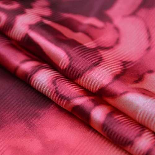 Полосатая жаккардовая шелковая ткань красно Цветочная Чистая атласная