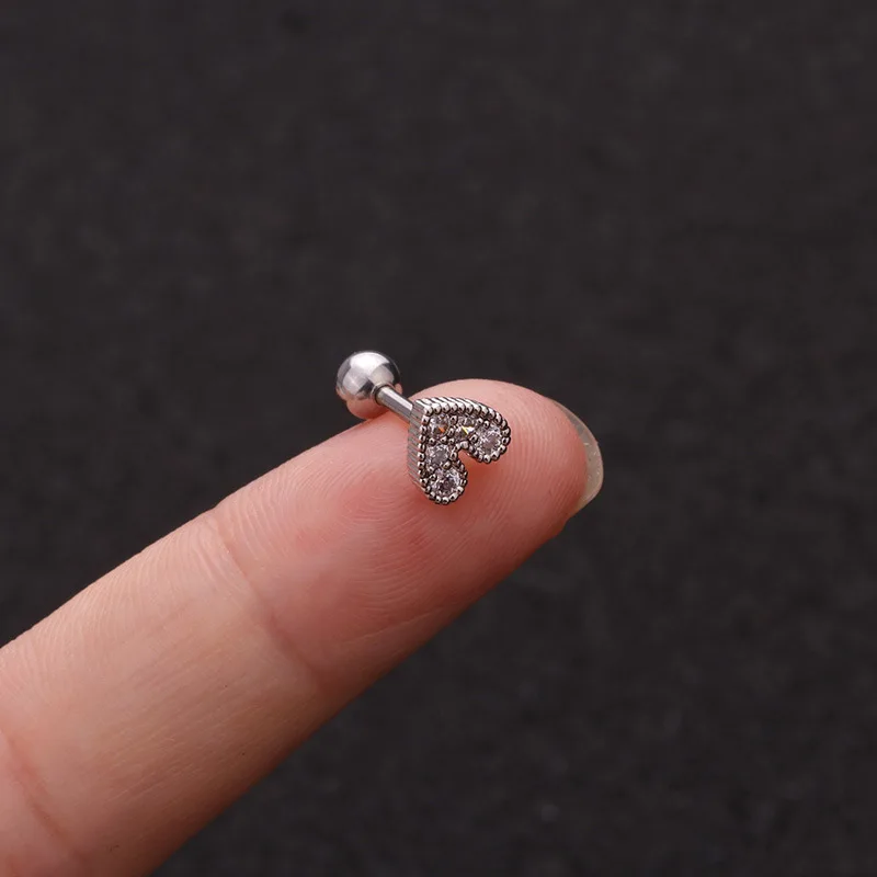 Silver Gold Color CZ Stud Piercing Moon Star Cartilage Earring Conch Tragus Helix Jewelry пирсинг | Украшения и аксессуары