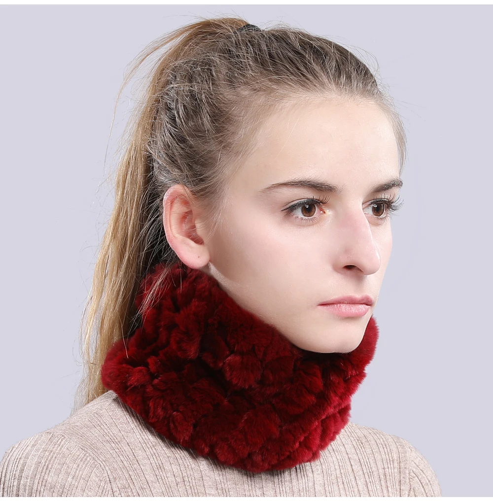 Прекрасный женский Настоящий мех кролика шарф ручной работы хороший эластичный Настоящий мех кролика оголовье Зимний Теплый Женский настоящий брелок с мехом шарфы