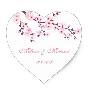 

1.5inch Floral Cherry Blossoms Wedding Heart Sticker