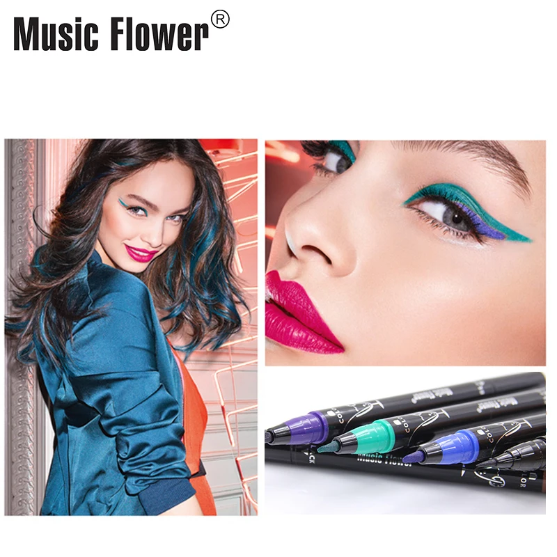 Жидкая подводка для глаз 2 цвета Водостойкая Подводка с музыкальным цветком