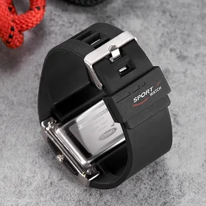 Часы OHSEN AD0518 с резиновым ремешком, белые, черные, для цифровых кварцевых мужских часов