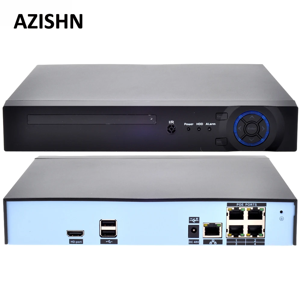 Система видеонаблюдения AZISHN 48 В POE 4 канала 5 Мп/4 МП H.265 H.264 NVR ONVIF Hi3798M IP камера P2P 3G Wi