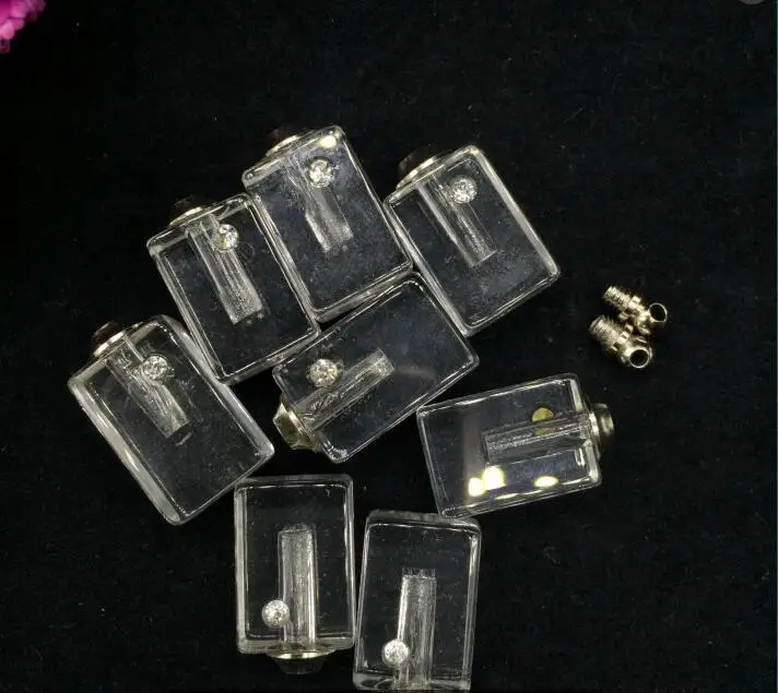 

300pcs/lot wholesale Screw Cap Crystal vial pendant Miniature Perfume necklace wishing bottle glass vial married cute gifts