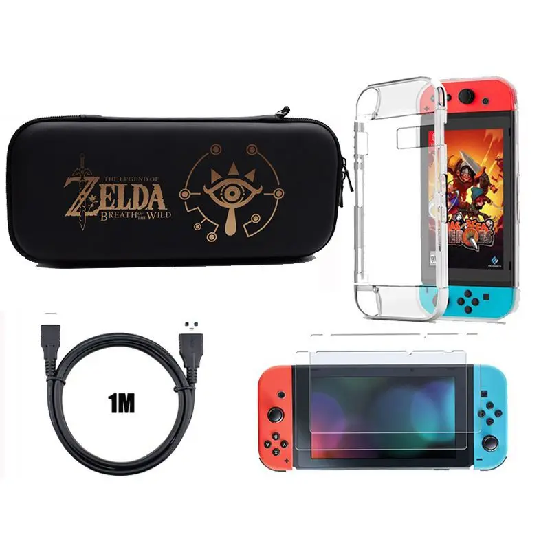 4 Сумка Switch 4 в 1, сумка для аксессуаров+ зарядный кабель+ протектор+ чехол+ пленка для экрана из закаленного стекла - Цвет: 4