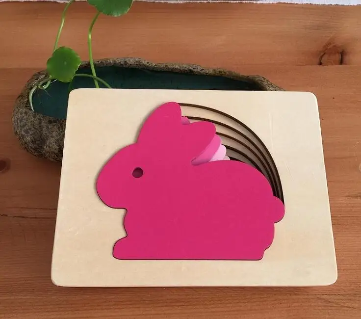 Монтессори, сенсорные детские игрушки, животные, картонная 3D головоломка, многослойные Детские деревянные игрушки, детские Ранние обучающие средства, подарок