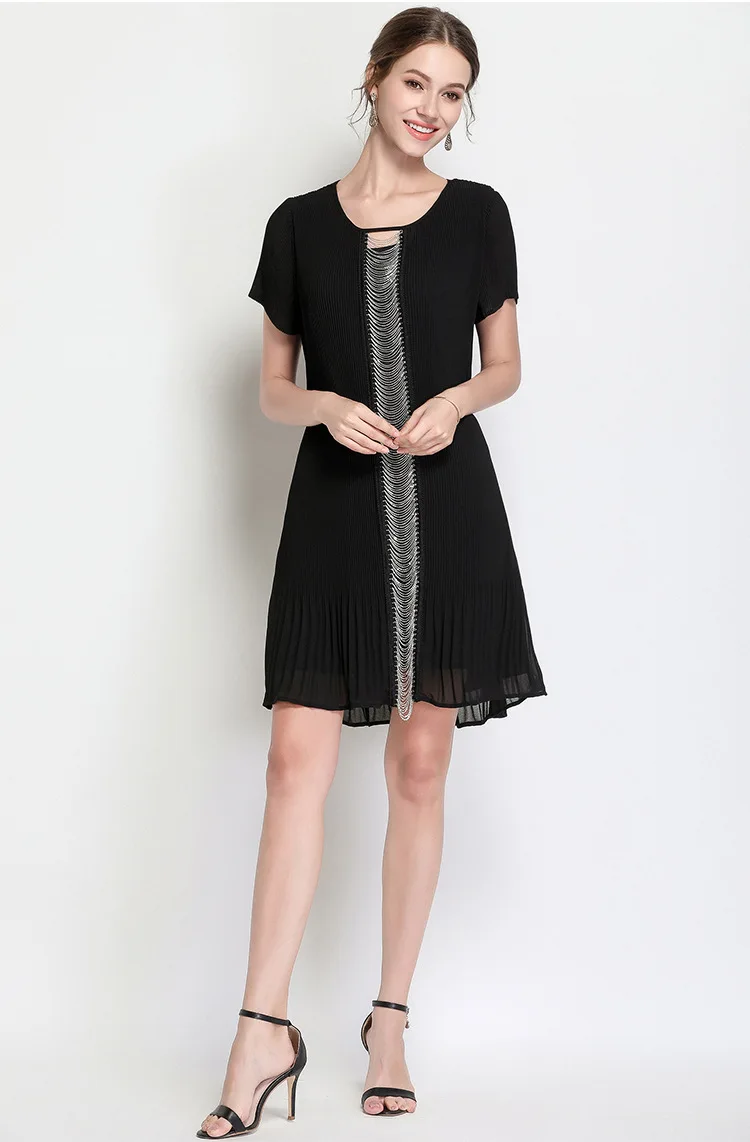 2018 летнее женское элегантное платье с цепочкой лоскутное привлекательное