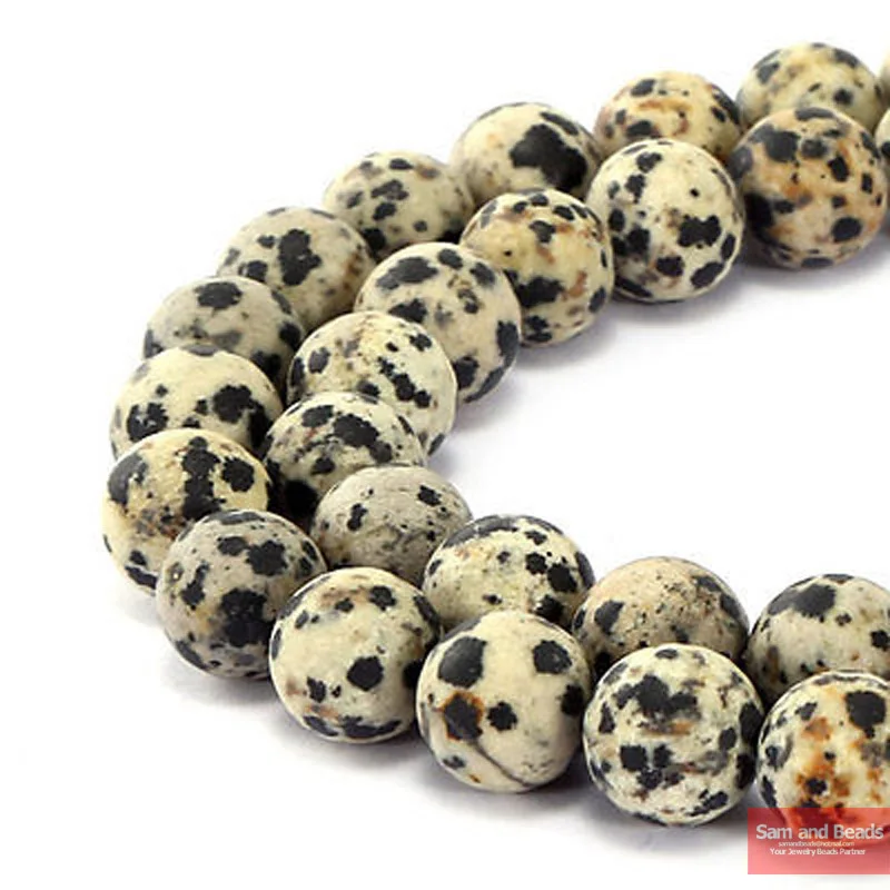 

Natural Stone Dull Polish Matte Dalmation Beads 16" Strand 4 6 8 10 12MM Pick Size For Jewelry Making MDJB01