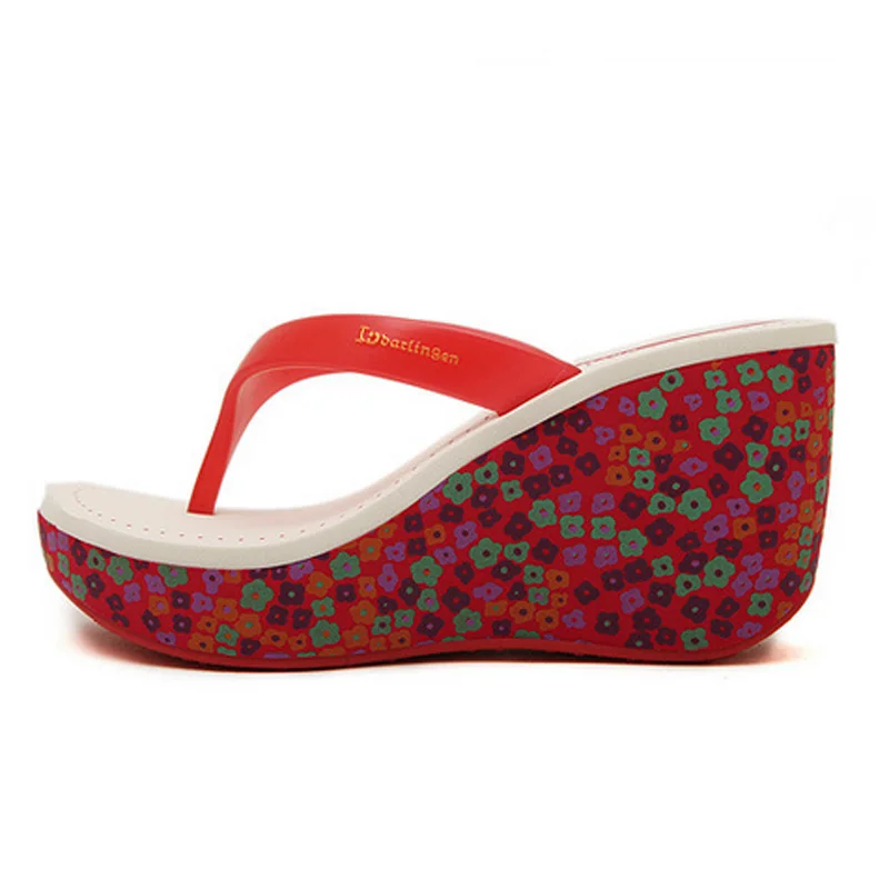 Фирменные сандалии клин дамы Пляжная Летняя обувь на платформе шлепанцы женская