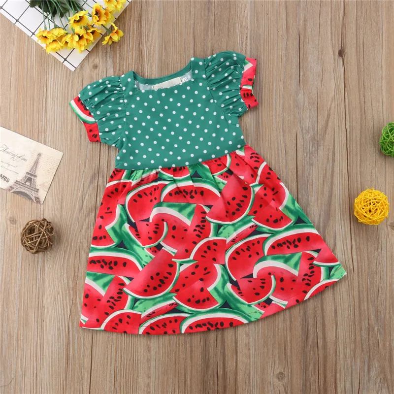 2018 Watermelon Print Toddler Infant Kid Baby Girl Princess Dress Party Wedding Pageant Tutu Dresses Clothes | Мать и ребенок