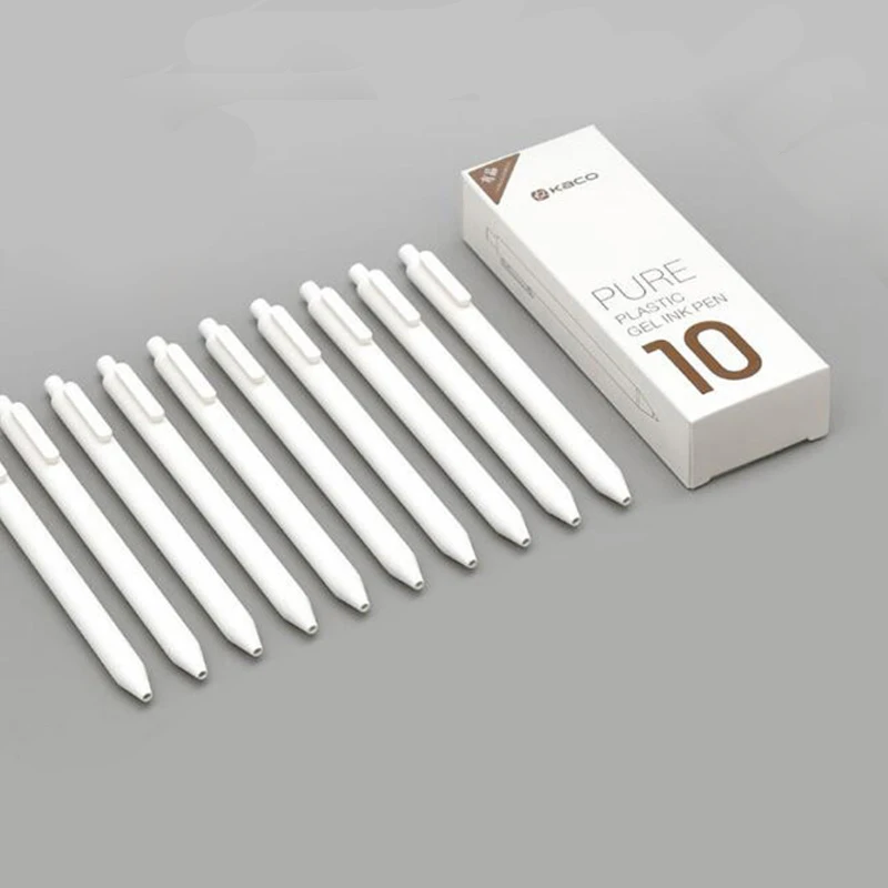 10 pcs white 10 шт./компл. Xiaomi KACO гелевая ручка 0,5 мм ручка школьные офисных работников студент письменный стол/ручка черный, белый цвет ABS Пластик гладкие чернила - Цвет: 10 pcs white