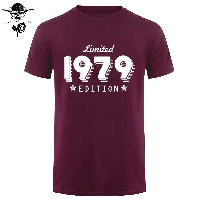 Коллекция 1979 года, модная одежда для дня рождения, ограниченный подарок, футболки с коротким рукавом и круглым вырезом для мужчин, для детей 40 лет, с коротким рукавом - Цвет: maroon gray