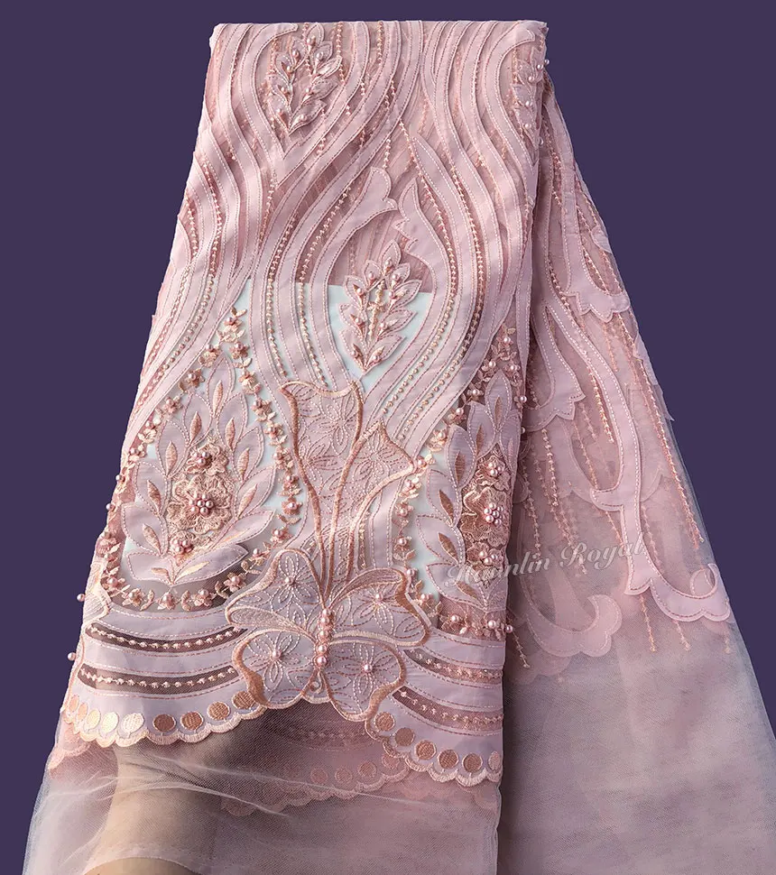 Детское зеленое мягкое Тюлевое кружево Африканское французское с бусинами очень