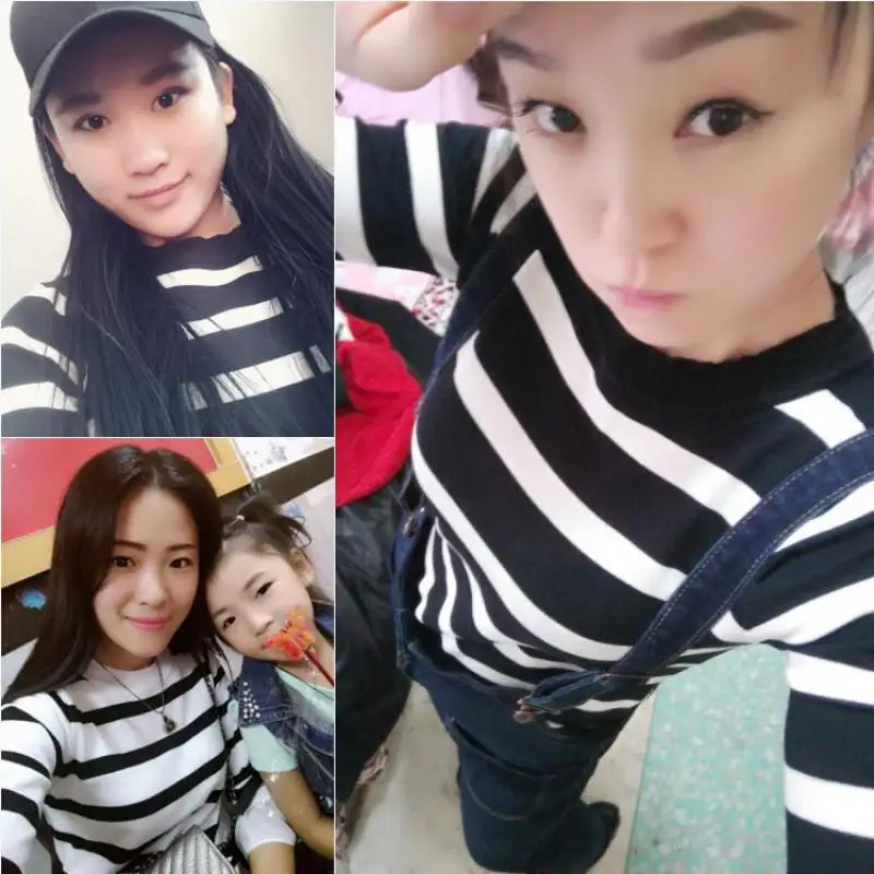 YAN MU XI 2017 Spring And Autumn New Ladies Thin Section Pullover Sweater Fashion Striped Speaker Sleeve Bowknot | Женская одежда