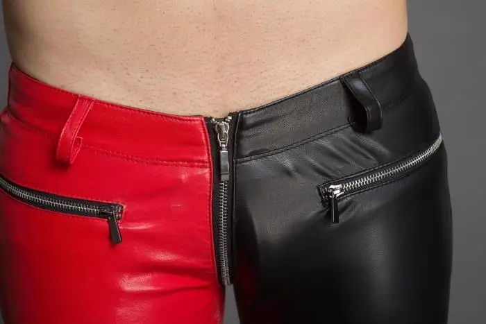 Мужские облегающие брюки модные красные и черные кожаные на молнии большого