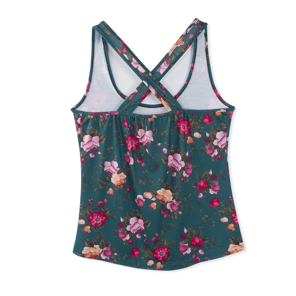 Женская пижама с цветочным принтом без рукавов свободного покроя|Комплекты