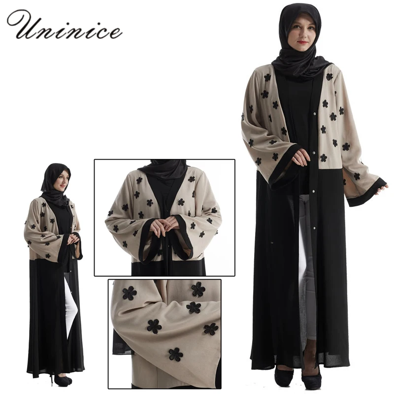 Модная мусульманская абайя платье Nida кардиган с вышивкой длинные халаты кимоно