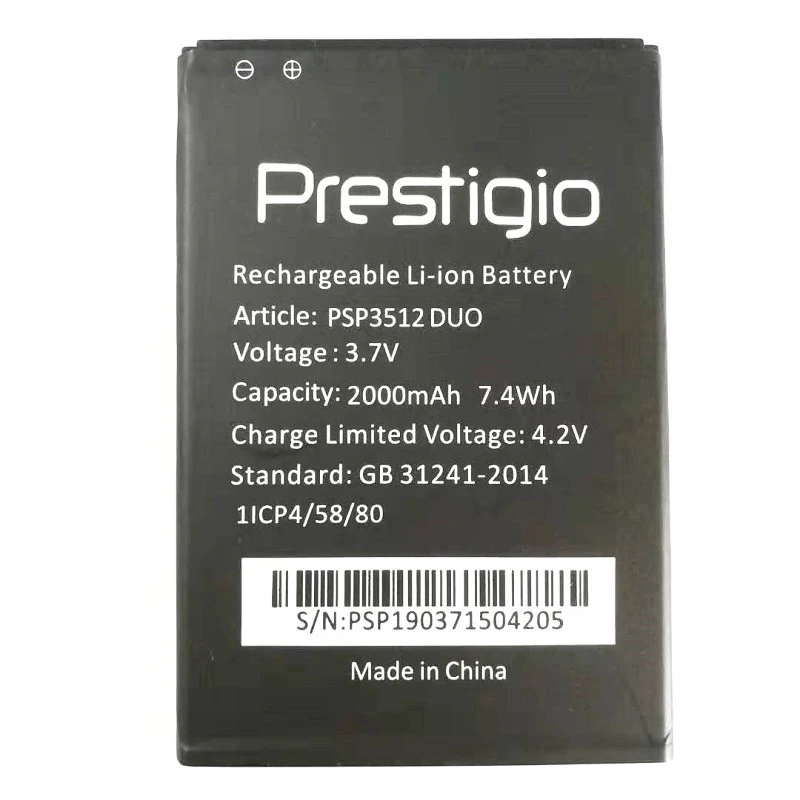Новый Сменный аккумулятор 2000 мАч для Prestigio Muze B3 PSP3512 DUO PSP3512DUO батарея аккумуляторы