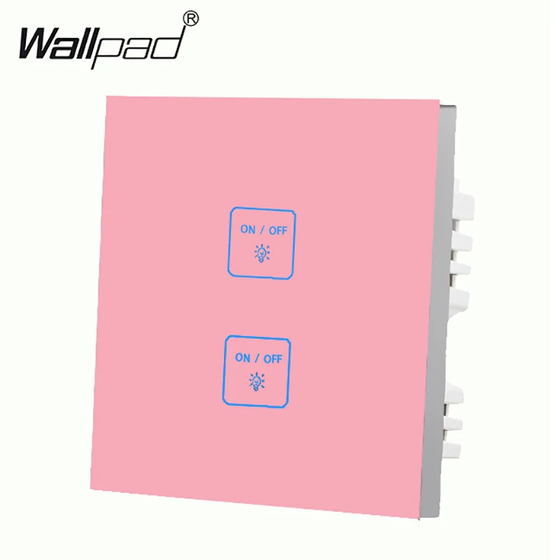 

Hot Sales Wallpad 110-250V 86*86mm 2 Gang 2 Way Luxury Pink Glass LED Wall Switch Touch Panel,Free Shipping