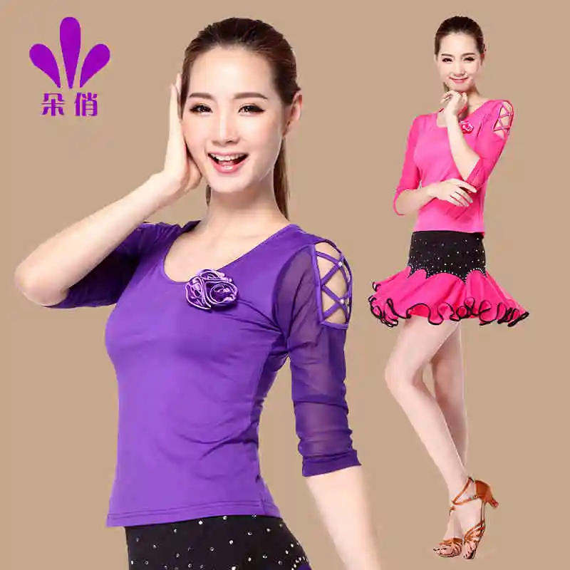Осенние новые костюмы женские полые сетчатые рукава блузка Топы танцевальная