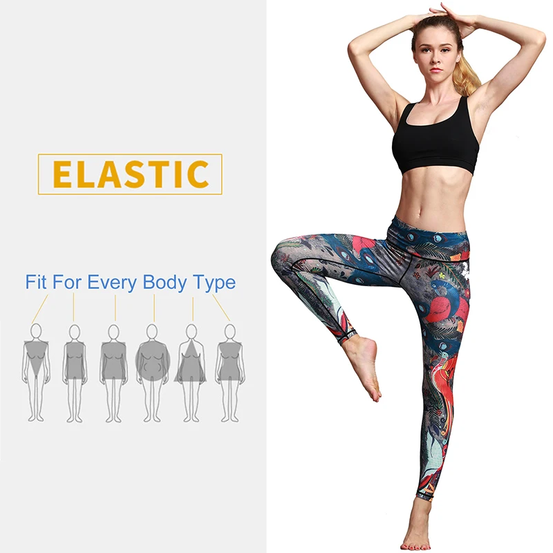 Witkey Printed Sport Leggings Women Yoga Pants Gym Leggings Yoga Running Pants Women Workout Fitness Leggings Women Sport Tights