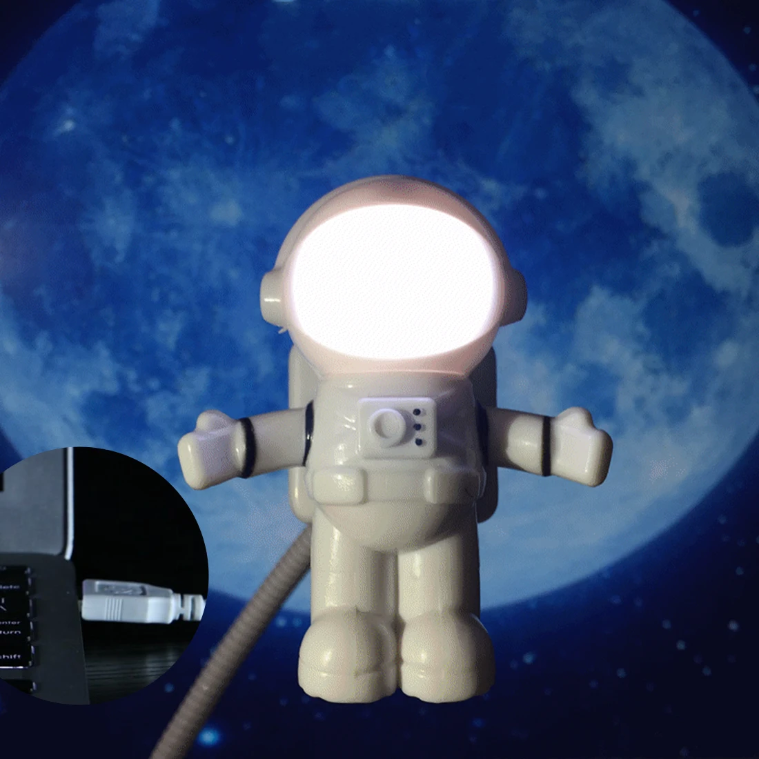 1 шт. астронавт космонавта USB светодиодный регулируемый ночной Светильник для компьютера ПК настольную лампу светильник чистый белый