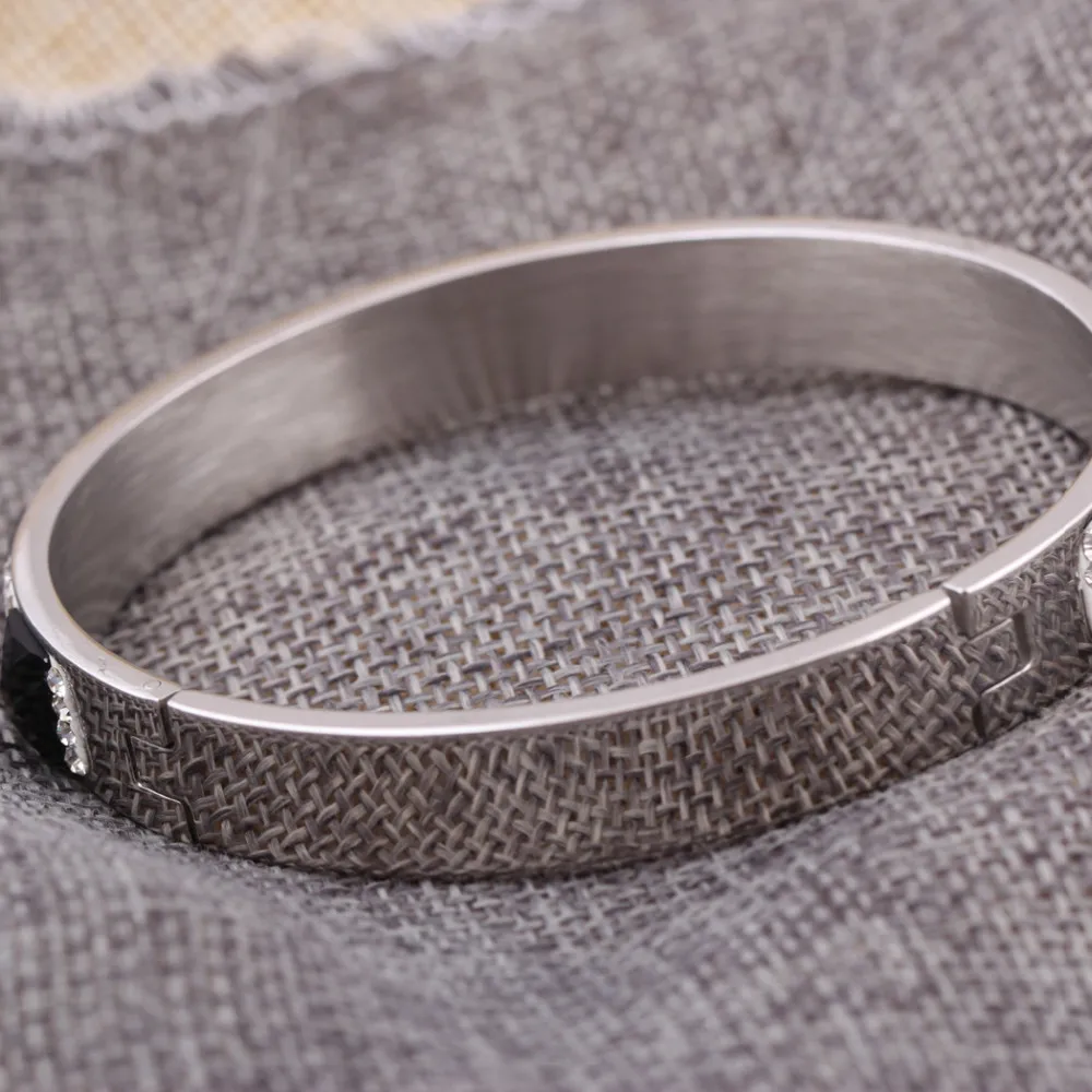 Женский браслет с прозрачными и черными кристаллами|bangle bracelet|bangle bracelets womenscrystal