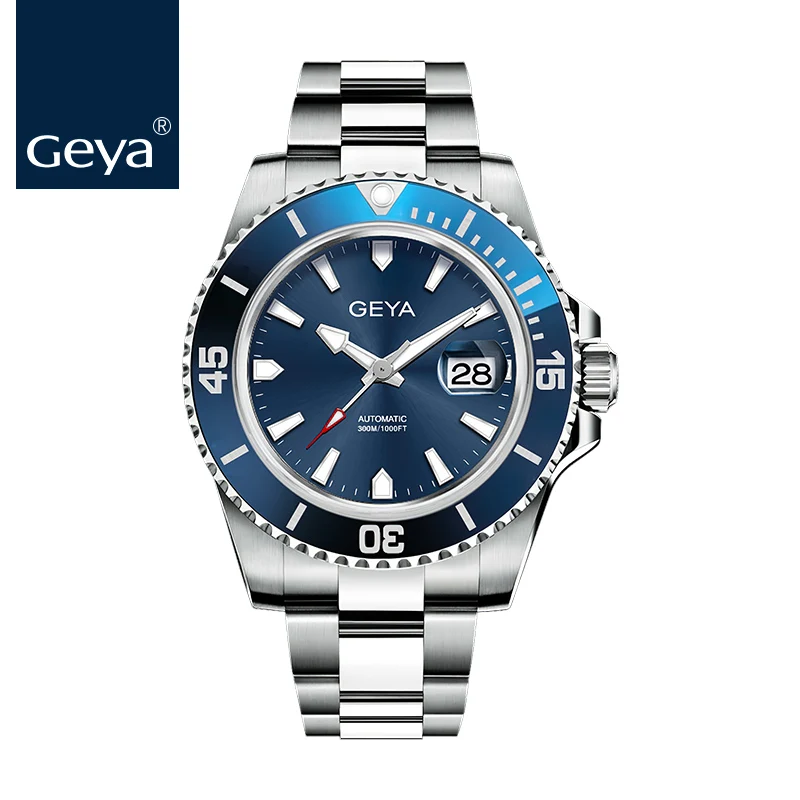 Обновленная версия Geya Miyota мужские часы Submariner Diver RLX мужские часы светящиеся сапфировые автоматические механические наручные часы - Цвет: G78022GWB