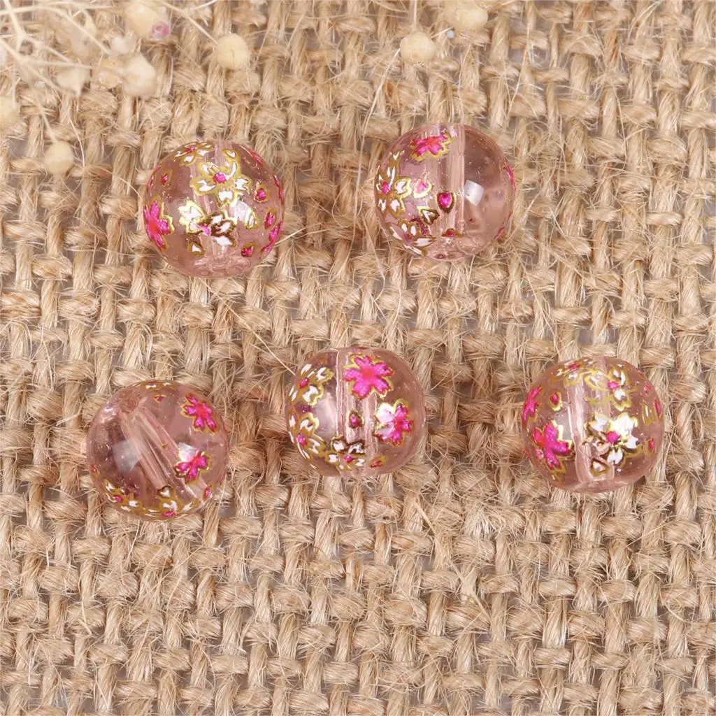 Круглые стеклянные шарики для женщин с розовым прозрачным цветком сделай сам