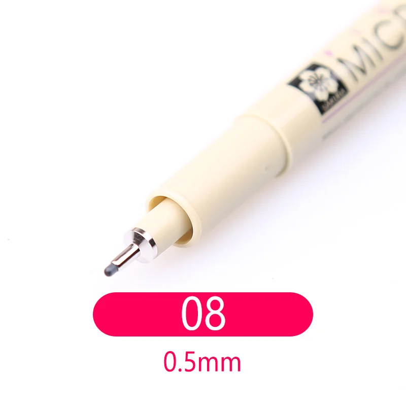 08 Японская Сакура Pigma Micron Fineliner ручка игольчатый наконечник ручка для рисования Черная кисть маркер водонепроницаемый спиртовые чернила архитектура - Цвет: 08