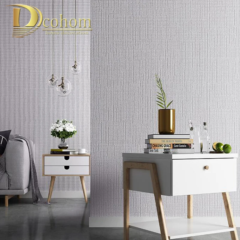 Современная простая полосатая настенная бумага 3D льняная текстура темно серая