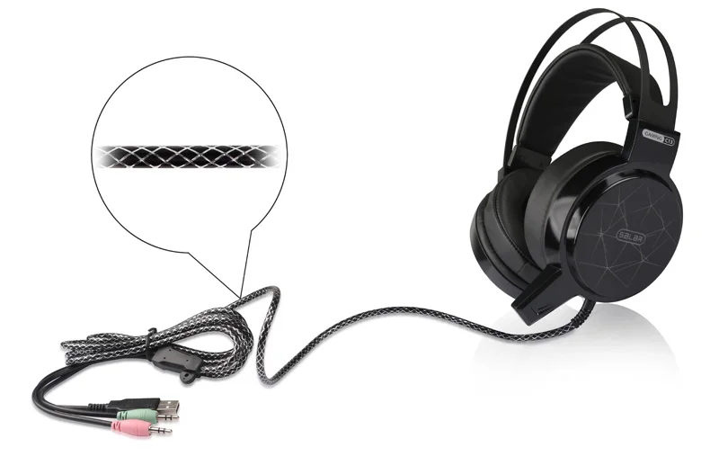 black Salar C13 Gaming Headset Deep Bass Gaming Headset Computer headphones earphones with microphone for pc LED light - Цвет: black